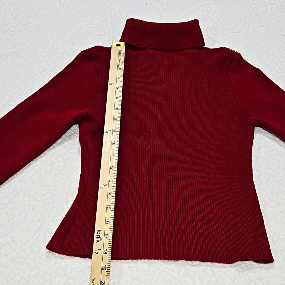 Jon & Anna Contemporary Red Ribbed Turtleneck Sweater M Fitted Y2K 90s